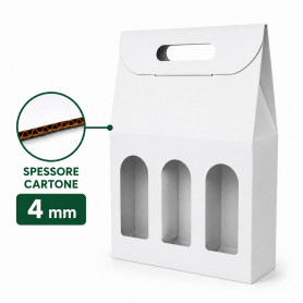 PORTA BOTTIGLIE IN CARTONE BIANCO – 3 BOTTIGLIE